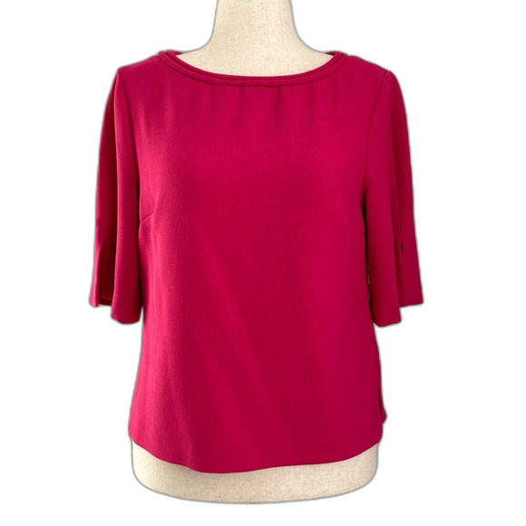 Trina Turk Women’s Wonderous Suiting Top Hot Pink Short Sleeve Size M - Picture 2 of 11